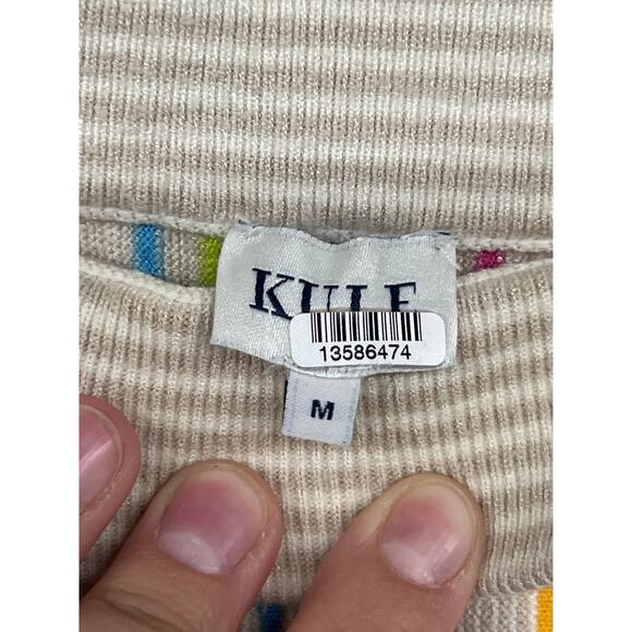 Kule Sz Medium Striped Cream Multicolor Knit Jules High Waist Midi Skirt pull on - Picture 5 of 5
